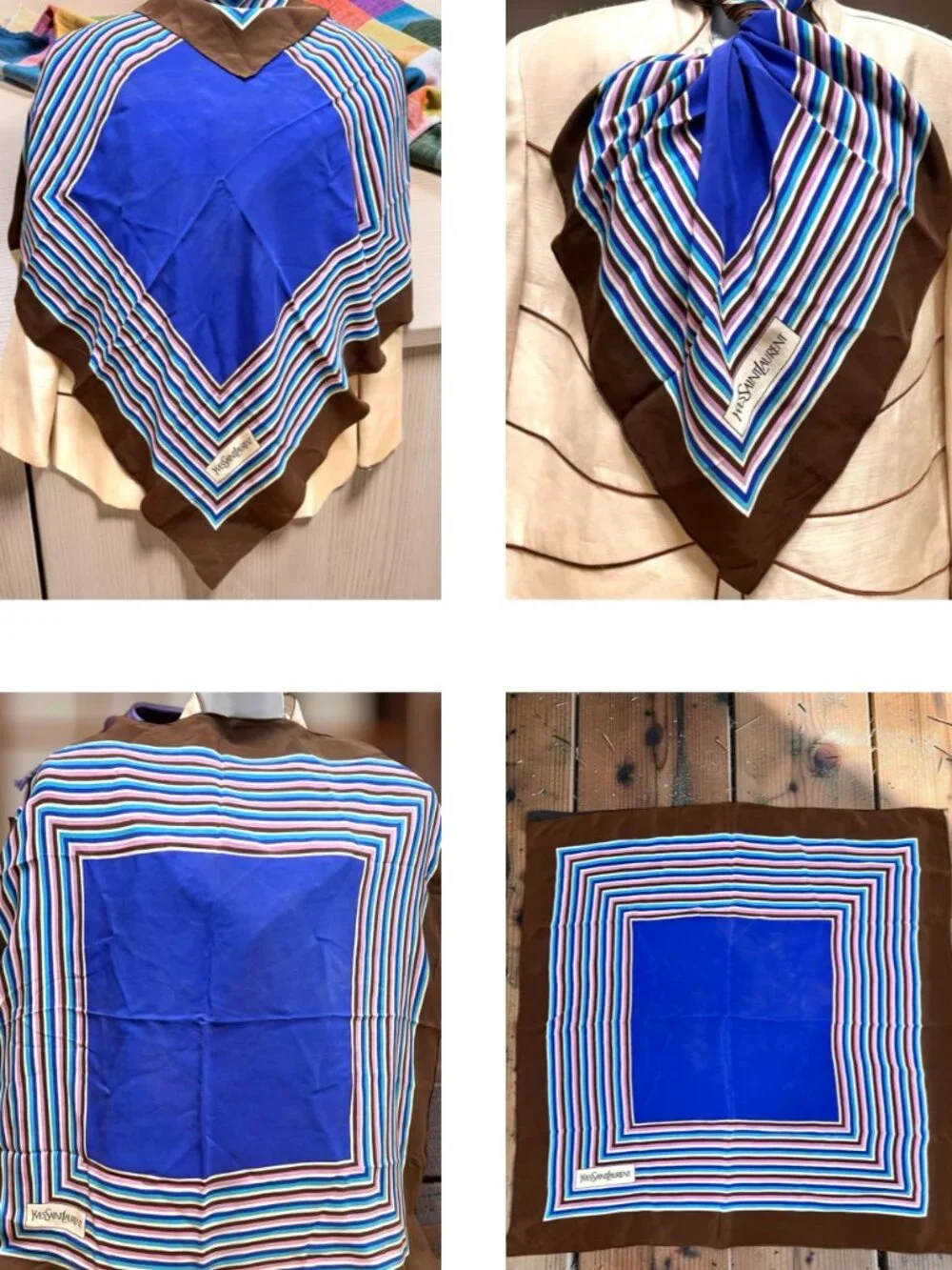 Yves Saint Laurent YSL 100% Silk Satin Scarf 30